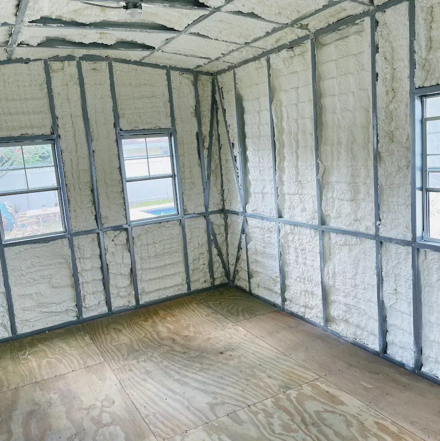 Closed-cell spray foam insulation applied to wall cavities in a residential project in Calabasas